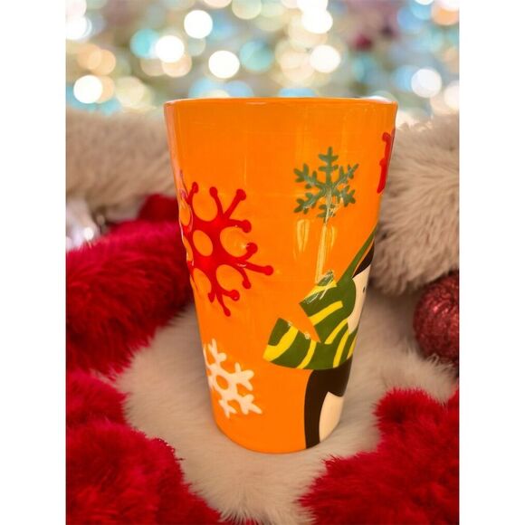 VTG Festive Penguin Christmas Ceramic Tall Coffee Mug Centerpiece Holiday Decor - Picture 2 of 8